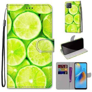 For OPPO A72 5G / A73 5G / A53 5G Coloured Drawing Cross Texture Horizontal Flip PU Leather Case with Holder & Card Slots & Wallet & Lanyard(Green Lemon)