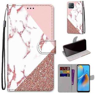 For OPPO A72 5G / A73 5G / A53 5G Coloured Drawing Cross Texture Horizontal Flip PU Leather Case with Holder & Card Slots & Wallet & Lanyard(Pink Stone Texture)