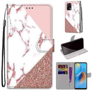 For OPPO F19 / A74 4G Coloured Drawing Cross Texture Horizontal Flip PU Leather Case with Holder & Card Slots & Wallet & Lanyard(Pink Stone Texture)