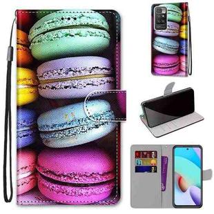 For Xiaomi Redmi 10 Coloured Drawing Cross Texture Horizontal Flip PU Leather Case with Holder & Card Slots & Wallet & Lanyard(Colorful Cakes)