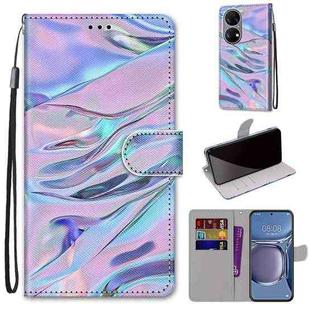 For Huawei P50 Coloured Drawing Cross Texture Horizontal Flip PU Leather Case with Holder & Card Slots & Wallet & Lanyard(Fluorescent Water Texture)