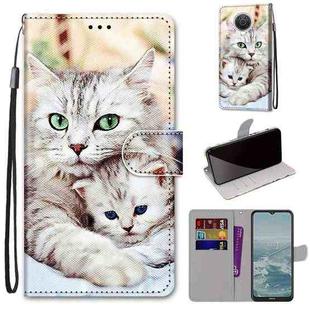 For Nokia G20 / G10 / 6.3 Coloured Drawing Cross Texture Horizontal Flip PU Leather Case with Holder & Card Slots & Wallet & Lanyard(Big Cat Holding Kitten)