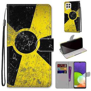 For Samsung Galaxy A22 4G Coloured Drawing Cross Texture Horizontal Flip PU Leather Case with Holder & Card Slots & Wallet & Lanyard(Yellow Black Logo)