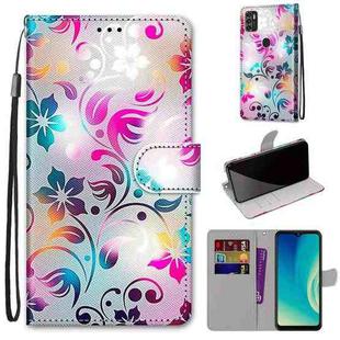 For ZTE Blade A7s 2020 Coloured Drawing Cross Texture Horizontal Flip PU Leather Case with Holder & Card Slots & Wallet & Lanyard(Gradient Colorful Flower)