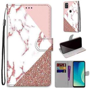 For ZTE Blade A7s 2020 Coloured Drawing Cross Texture Horizontal Flip PU Leather Case with Holder & Card Slots & Wallet & Lanyard(Pink Stone Texture)