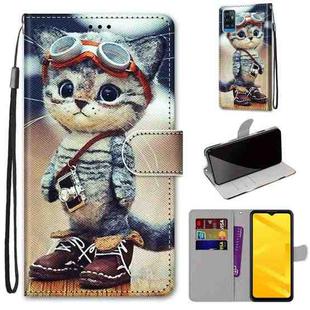 For ZTE Blade A71 Coloured Drawing Cross Texture Horizontal Flip PU Leather Case with Holder & Card Slots & Wallet & Lanyard(Leather Shoes Cat)