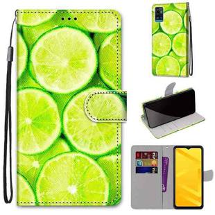 For ZTE Blade A71 Coloured Drawing Cross Texture Horizontal Flip PU Leather Case with Holder & Card Slots & Wallet & Lanyard(Green Lemon)