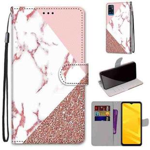 For ZTE Blade A71 Coloured Drawing Cross Texture Horizontal Flip PU Leather Case with Holder & Card Slots & Wallet & Lanyard(Pink Stone Texture)