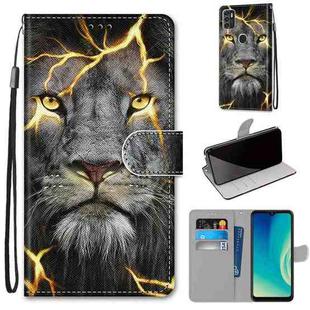 For ZTE Blade A7s 2020 Coloured Drawing Cross Texture Horizontal Flip PU Leather Case with Holder & Card Slots & Wallet & Lanyard(Fission Lion)