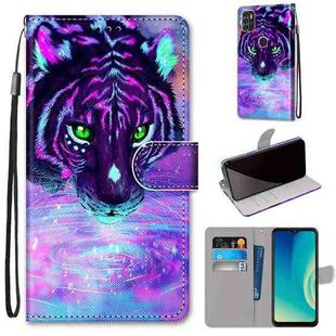 For ZTE Blade A7s 2020 Coloured Drawing Cross Texture Horizontal Flip PU Leather Case with Holder & Card Slots & Wallet & Lanyard(Tiger Drinking Water)