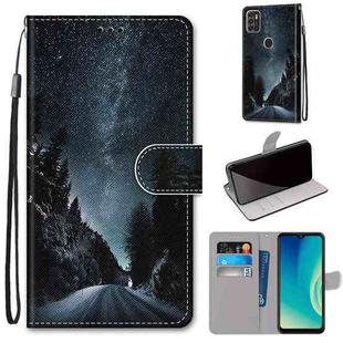 For ZTE Blade A7s 2020 Coloured Drawing Cross Texture Horizontal Flip PU Leather Case with Holder & Card Slots & Wallet & Lanyard(Mountain Road Starry Sky)