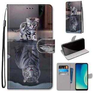 For ZTE Blade A7s 2020 Coloured Drawing Cross Texture Horizontal Flip PU Leather Case with Holder & Card Slots & Wallet & Lanyard(Cat Becomes Tiger)