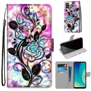 For ZTE Blade A7s 2020 Coloured Drawing Cross Texture Horizontal Flip PU Leather Case with Holder & Card Slots & Wallet & Lanyard(Color Bottom Hollow Flower)