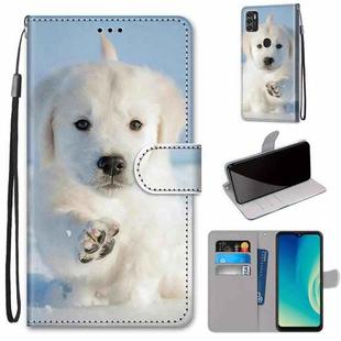 For ZTE Blade A7s 2020 Coloured Drawing Cross Texture Horizontal Flip PU Leather Case with Holder & Card Slots & Wallet & Lanyard(Snow Puppy)