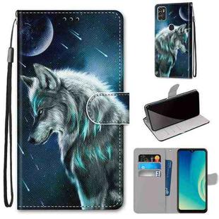 For ZTE Blade A7s 2020 Coloured Drawing Cross Texture Horizontal Flip PU Leather Case with Holder & Card Slots & Wallet & Lanyard(Pensive Wolf)