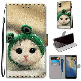 For ZTE Blade A31 Coloured Drawing Cross Texture Horizontal Flip PU Leather Case with Holder & Card Slots & Wallet & Lanyard(Frog Kitten)