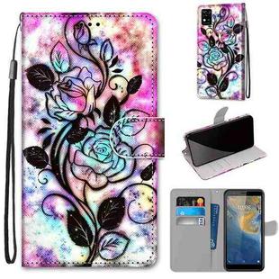 For ZTE Blade A31 Coloured Drawing Cross Texture Horizontal Flip PU Leather Case with Holder & Card Slots & Wallet & Lanyard(Color Bottom Hollow Flower)