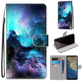 For ZTE Blade A51 Coloured Drawing Cross Texture Horizontal Flip PU Leather Case with Holder & Card Slots & Wallet & Lanyard(Colorful Clouds)