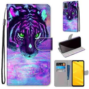 For ZTE Blade A71 Coloured Drawing Cross Texture Horizontal Flip PU Leather Case with Holder & Card Slots & Wallet & Lanyard(Tiger Drinking Water)