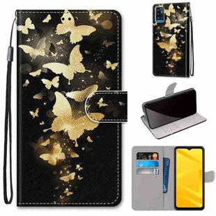 For ZTE Blade A71 Coloured Drawing Cross Texture Horizontal Flip PU Leather Case with Holder & Card Slots & Wallet & Lanyard(Golden Butterfly Group)