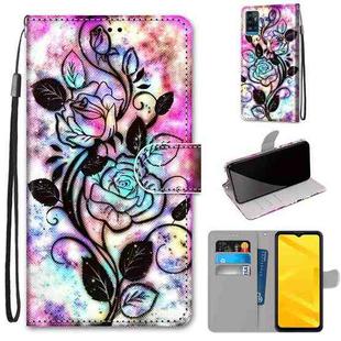 For ZTE Blade A71 Coloured Drawing Cross Texture Horizontal Flip PU Leather Case with Holder & Card Slots & Wallet & Lanyard(Color Bottom Hollow Flower)