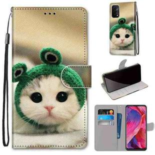 For OPPO A54 5G / A74 5G / A93 5G / A93s 5G Coloured Drawing Cross Texture Horizontal Flip PU Leather Case with Holder & Card Slots & Wallet & Lanyard(Frog Kitten)