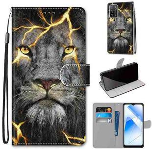 For OPPO A55 5G / A54 4G / A53s 5G / A16 4G Coloured Drawing Cross Texture Horizontal Flip PU Leather Case with Holder & Card Slots & Wallet & Lanyard(Fission Lion)