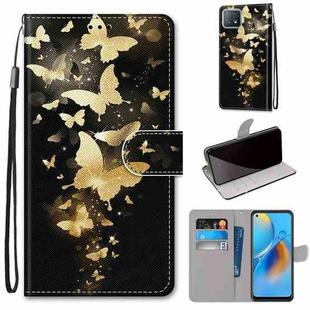 For OPPO A72 5G / A73 5G / A53 5G Coloured Drawing Cross Texture Horizontal Flip PU Leather Case with Holder & Card Slots & Wallet & Lanyard(Golden Butterfly Group)