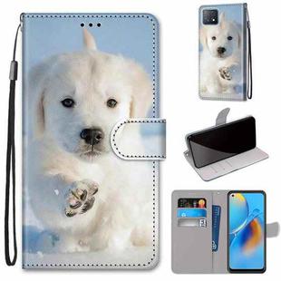For OPPO A72 5G / A73 5G / A53 5G Coloured Drawing Cross Texture Horizontal Flip PU Leather Case with Holder & Card Slots & Wallet & Lanyard(Snow Puppy)