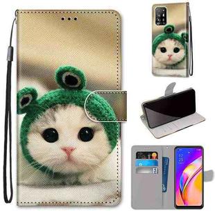 For OPPO F19 Pro+ 5G / A94 5G / A95 5G Coloured Drawing Cross Texture Horizontal Flip PU Leather Case with Holder & Card Slots & Wallet & Lanyard(Frog Kitten)