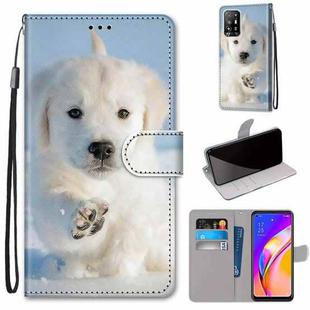 For OPPO F19 Pro+ 5G / A94 5G / A95 5G Coloured Drawing Cross Texture Horizontal Flip PU Leather Case with Holder & Card Slots & Wallet & Lanyard(Snow Puppy)