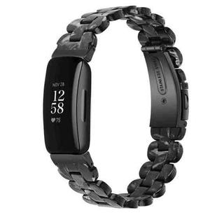 For Fitbit Inspire 2 / Inspire Oval Resin Watch Band(Black Flower)