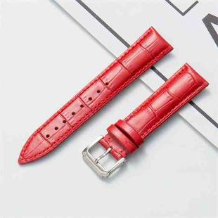 12mm Calf Leather Watch Band(Red)