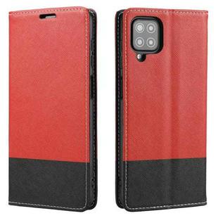 For Samsung Galaxy A12 Cross Texture Magnetic Horizontal Flip Leather Case with Card Slots & Holder & Wallet(Red)