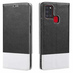 For Samsung Galaxy A21s Cross Texture Magnetic Horizontal Flip Leather Case with Card Slots & Holder & Wallet(Black)