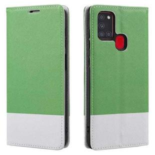 For Samsung Galaxy A21s Cross Texture Magnetic Horizontal Flip Leather Case with Card Slots & Holder & Wallet(Green)