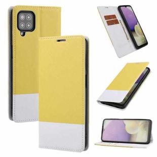 For Samsung Galaxy A22 5G Cross Texture Magnetic Horizontal Flip Leather Case with Card Slots & Holder & Wallet(Yellow)
