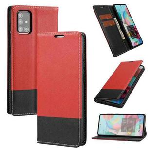 For Samsung Galaxy A51 Cross Texture Magnetic Horizontal Flip Leather Case with Card Slots & Holder & Wallet(Red)
