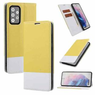 For Samsung Galaxy A52 5G / 4G Cross Texture Magnetic Horizontal Flip Leather Case with Card Slots & Holder & Wallet(Yellow)