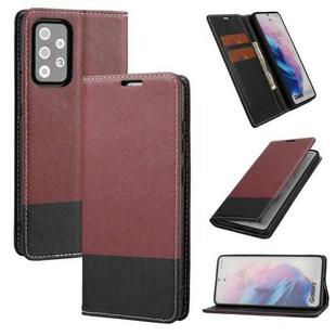 For Samsung Galaxy A52 5G / 4G Cross Texture Magnetic Horizontal Flip Leather Case with Card Slots & Holder & Wallet(Wine Red)