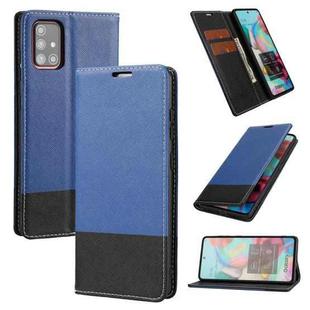 For Samsung Galaxy A71 Cross Texture Magnetic Horizontal Flip Leather Case with Card Slots & Holder & Wallet(Blue)