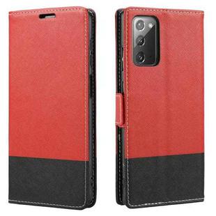 For Samsung Galaxy Note20 Cross Texture Magnetic Horizontal Flip Leather Case with Card Slots & Holder & Wallet(Red)