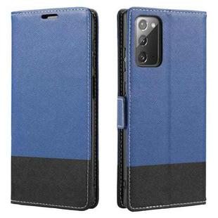 For Samsung Galaxy Note20 Cross Texture Magnetic Horizontal Flip Leather Case with Card Slots & Holder & Wallet(Blue)