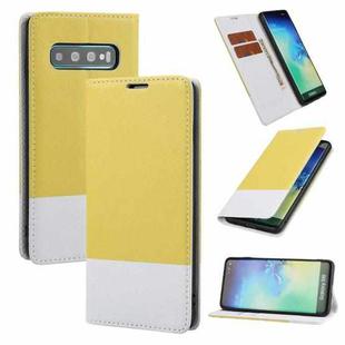 For Samsung Galaxy S10+ Cross Texture Magnetic Horizontal Flip Leather Case with Card Slots & Holder & Wallet(Yellow)