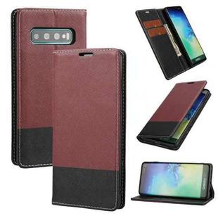 For Samsung Galaxy S10+ Cross Texture Magnetic Horizontal Flip Leather Case with Card Slots & Holder & Wallet(Wine Red)