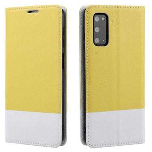 For Samsung Galaxy S20 Cross Texture Magnetic Horizontal Flip Leather Case with Card Slots & Holder & Wallet(Yellow)