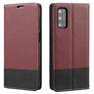 For Samsung Galaxy S20 Cross Texture Magnetic Horizontal Flip Leather Case with Card Slots & Holder & Wallet(Wine Red)