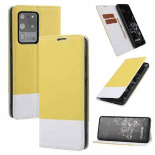 For Samsung Galaxy S20 Ultra Cross Texture Magnetic Horizontal Flip Leather Case with Card Slots & Holder & Wallet(Yellow)