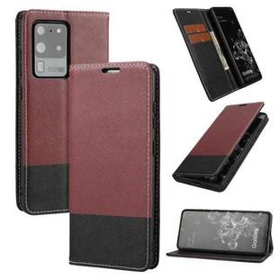For Samsung Galaxy S20 Ultra Cross Texture Magnetic Horizontal Flip Leather Case with Card Slots & Holder & Wallet(Wine Red)
