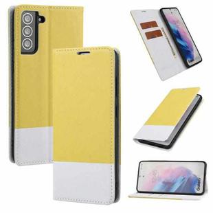 For Samsung Galaxy S21+ 5G Cross Texture Magnetic Horizontal Flip Leather Case with Card Slots & Holder & Wallet(Yellow)